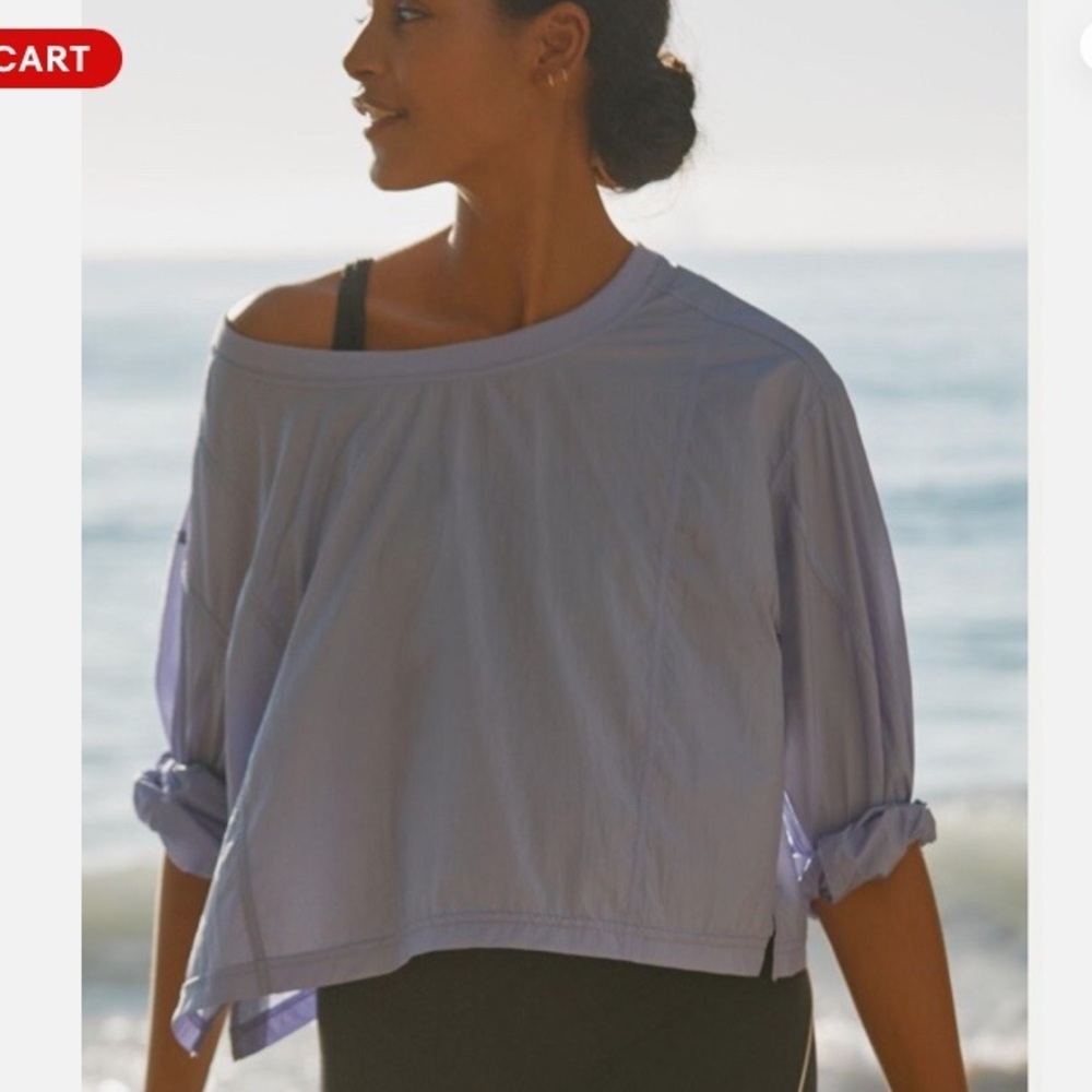 Daily Practice Anthropologie lilac pullover active top nylon oversized Small NWT - Picture 3 of 11